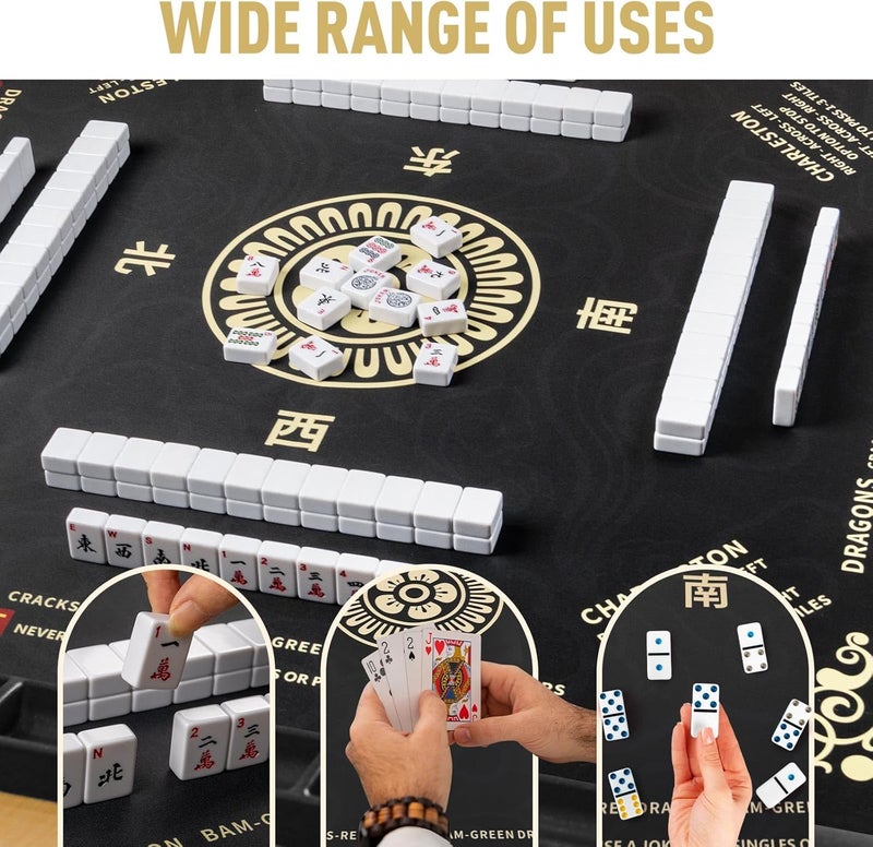 SiDreea Mahjong Mat, 32.4×32.4 Inch Noise Reduction Anti-Slip Mahjong Mat for Table, Mahjong Table Mat for Poker, Card, Board Games Table Mat, Tile Games, Dominoes - Image 4